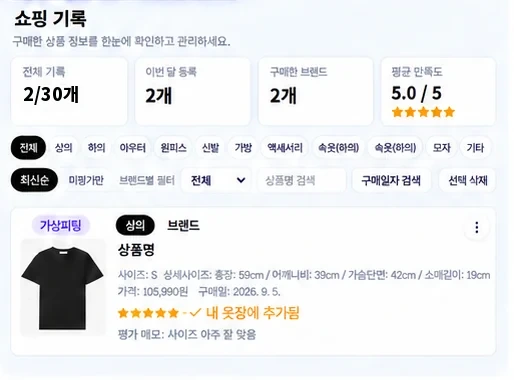 쇼핑 기록 화면